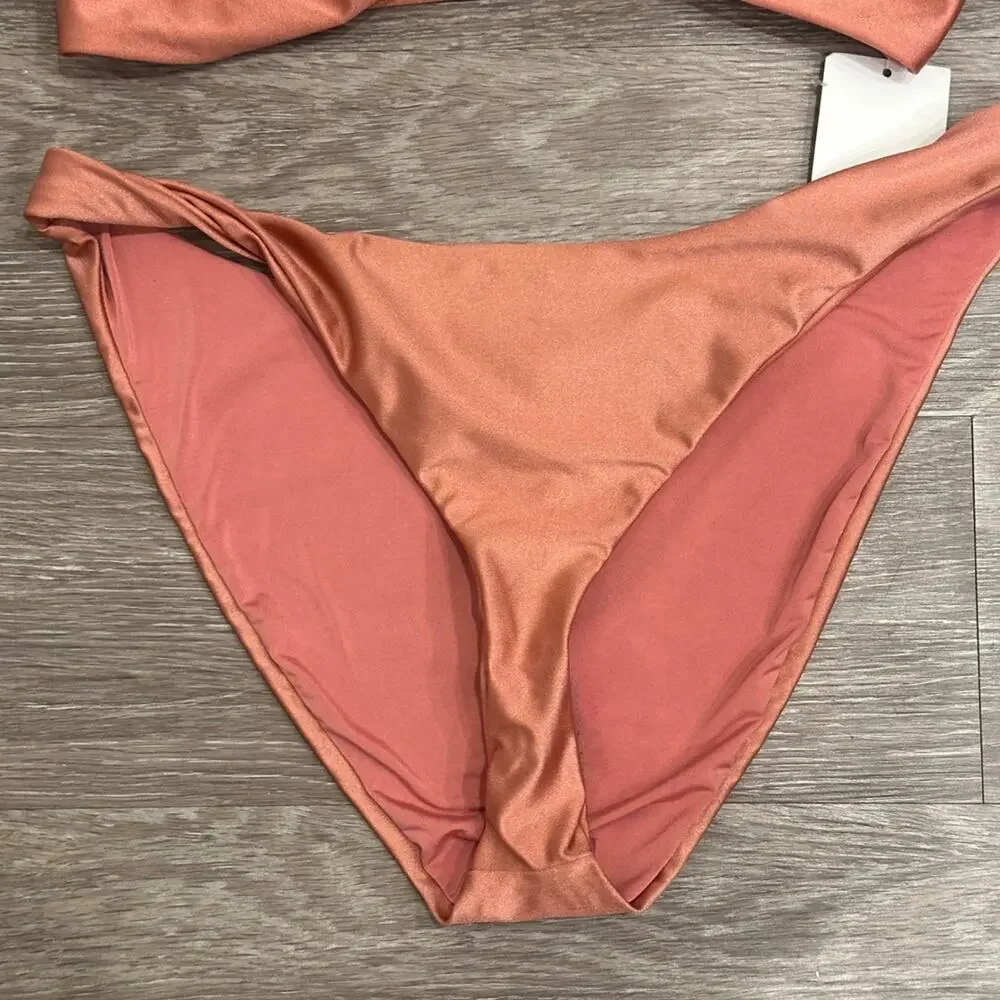 Dippin Daisys Mirage Twist Top Charlie Bottom Bikini Set Pink Desert Rose XL NWT